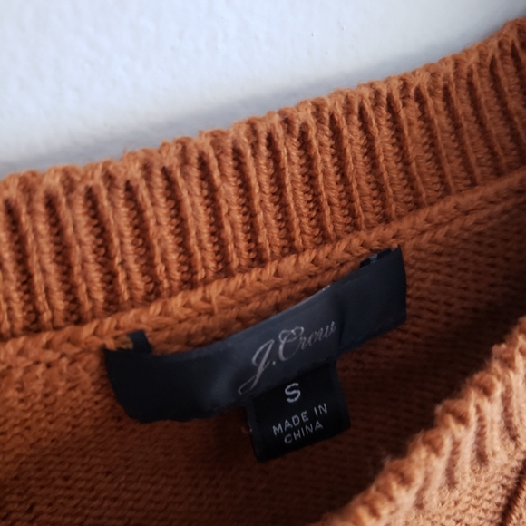 J. Crew Crewneck cable pointelle cotton sweater Small Scandi Pumpkin Caramel - Picture 5 of 10
